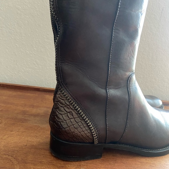 Arturo Chiang Falicity Tall Riding Boots Brown Zipper Detail Size 7.5 - Picture 4 of 15